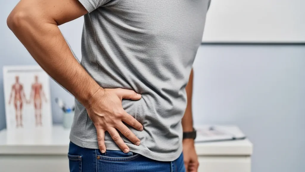 Dor no quadril do lado esquerdo acima da cintura